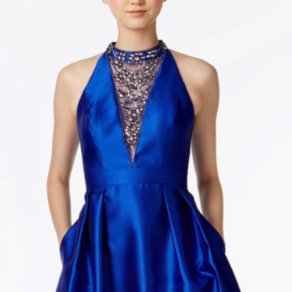 Adrianna Papell midi beaded illusion neckline cocktail dress - Picture 2 of 8